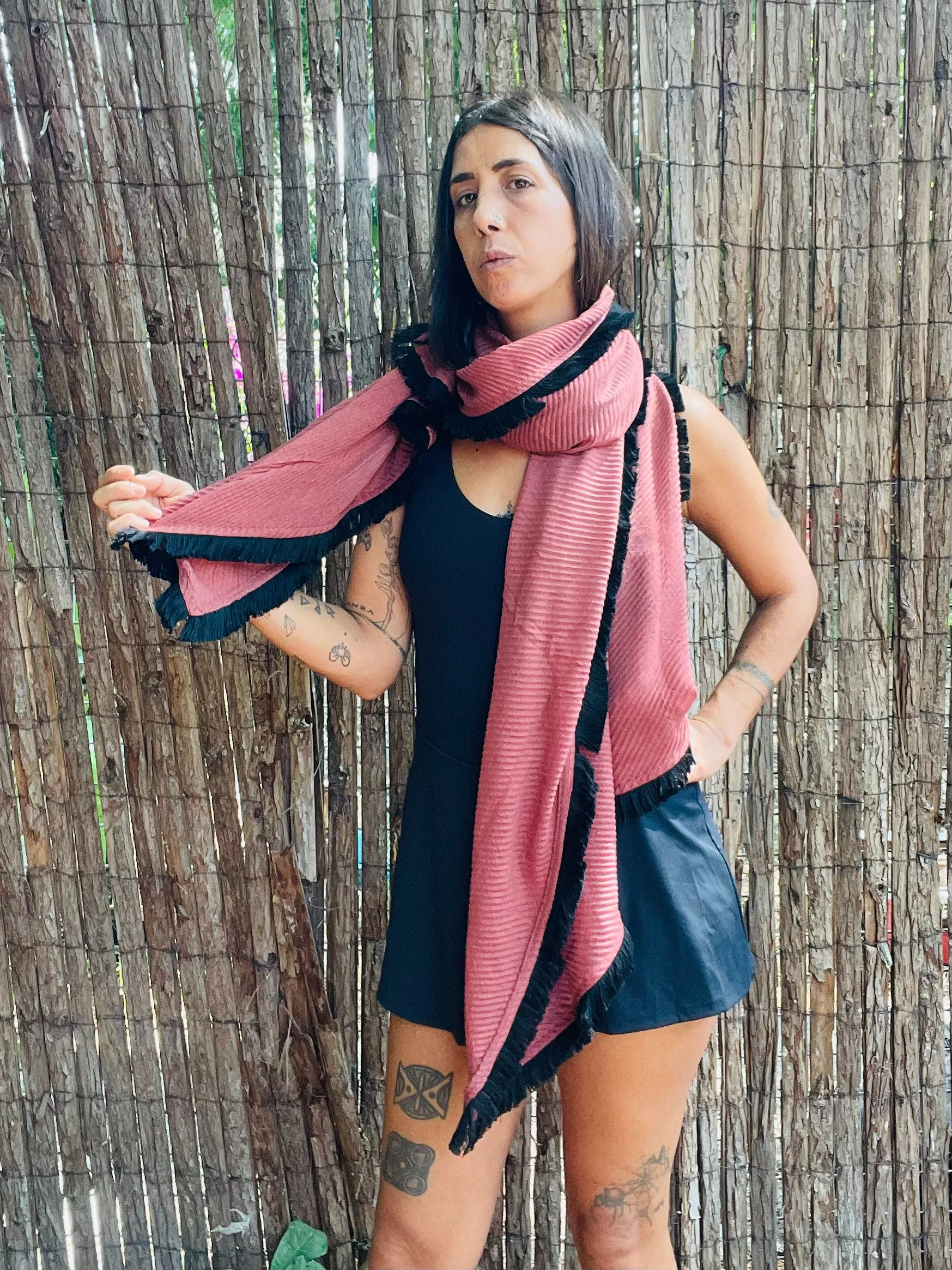 Fringe scarf - Deep Blush