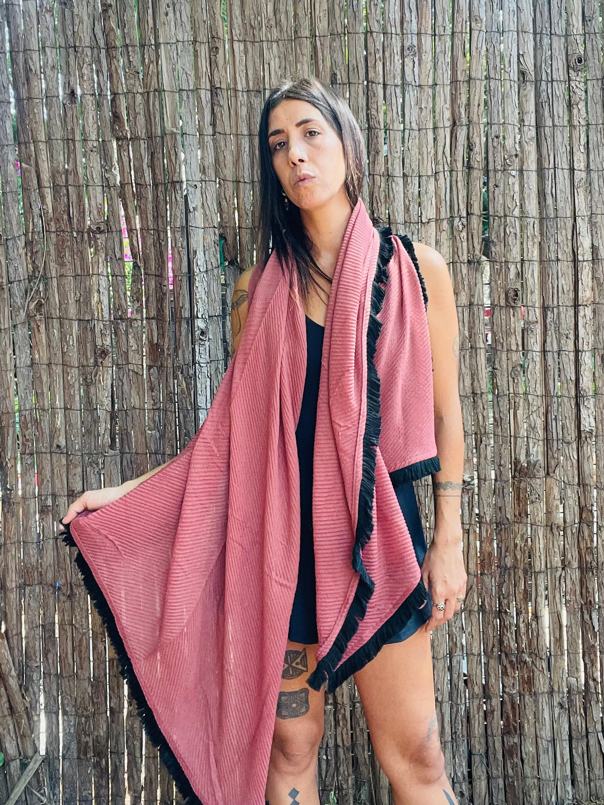 Fringe scarf - Deep Blush