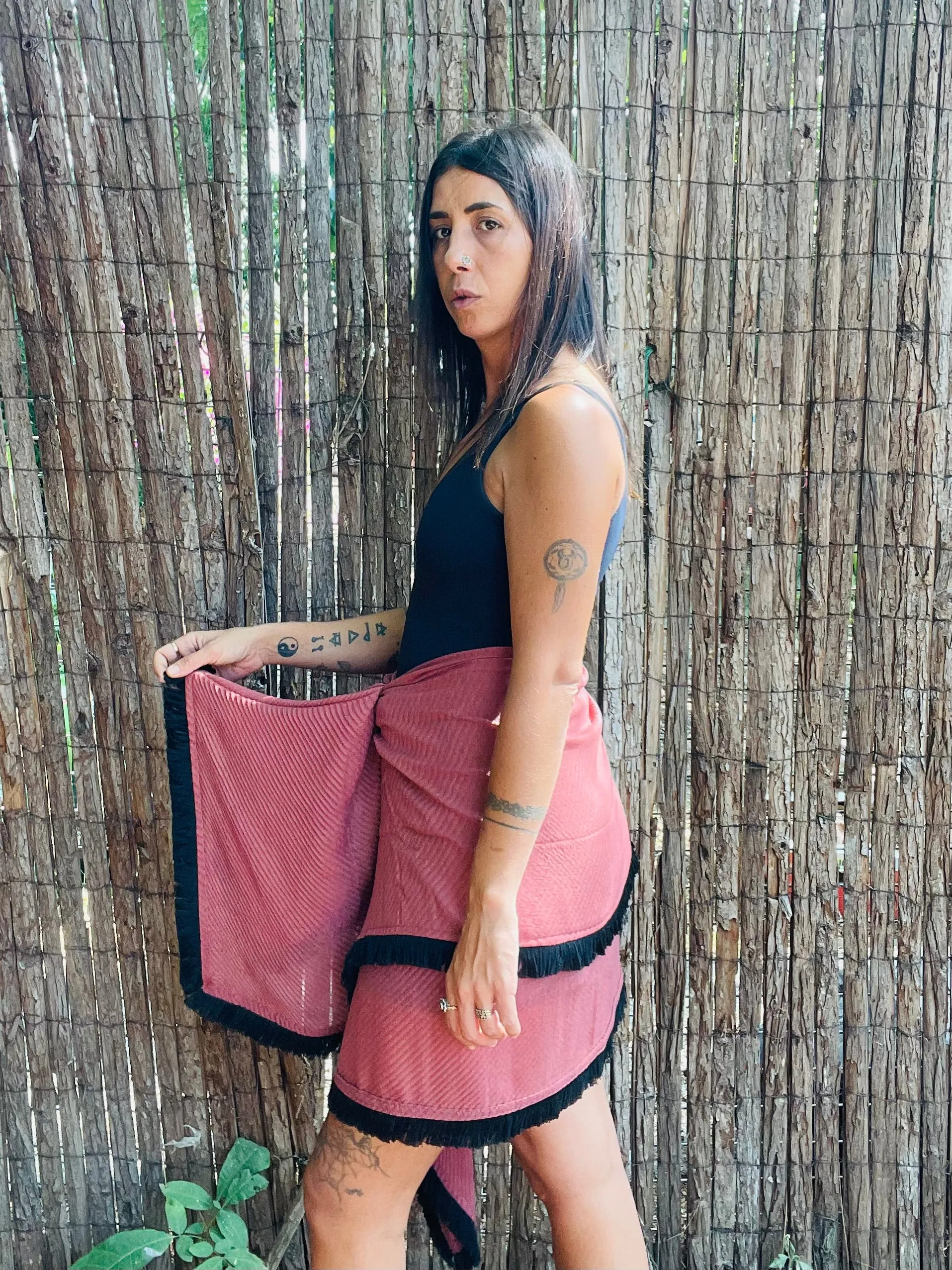 Fringe scarf - Deep Blush