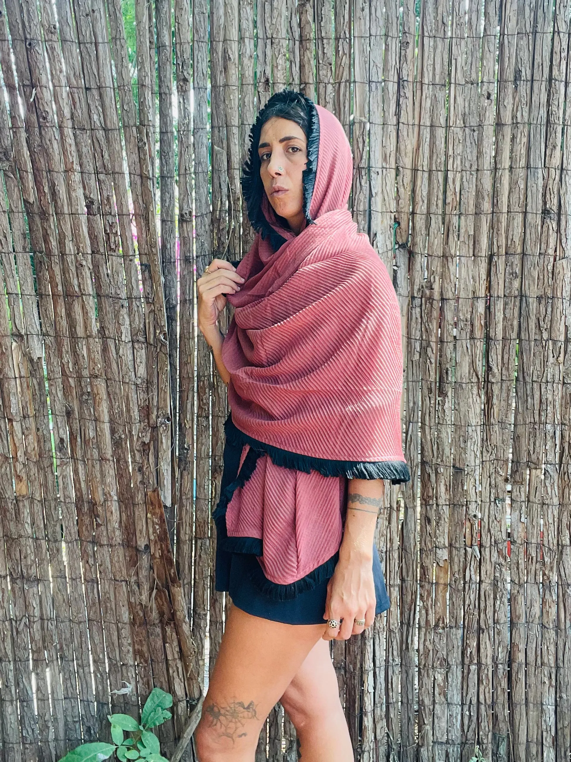 Fringe scarf - Deep Blush