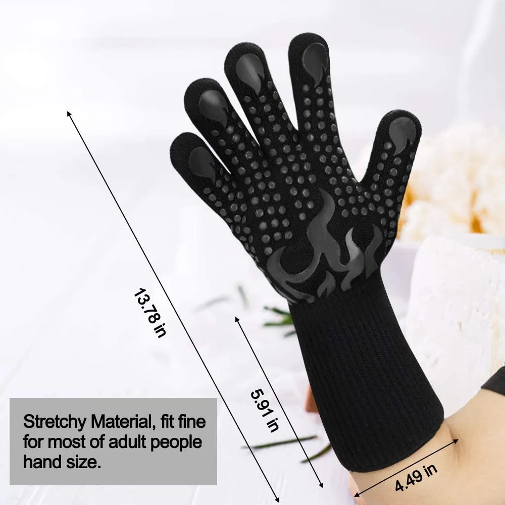 Heat Resistant Grilling Long Silicone Non-Slip Gloves