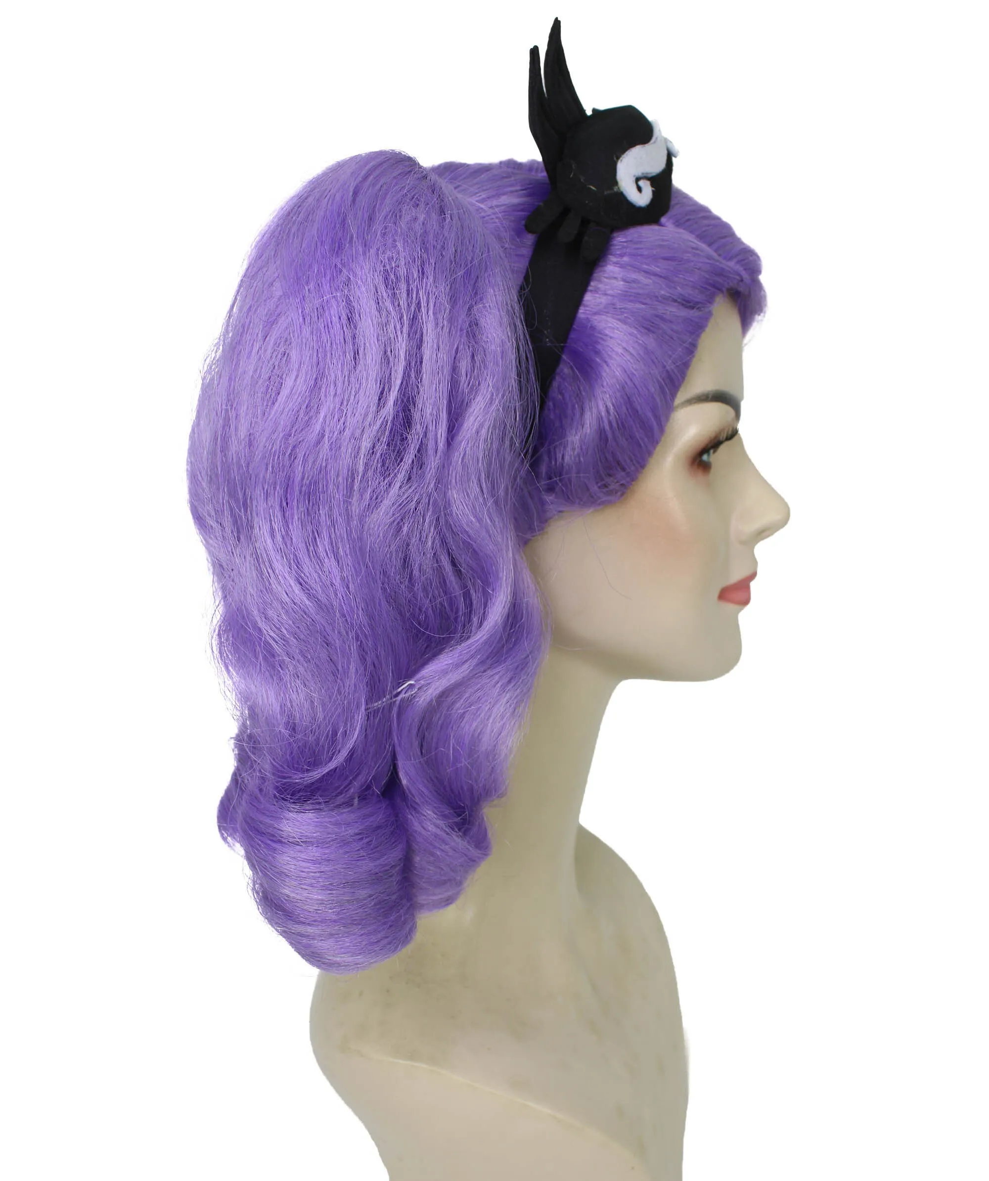 HPO Adult Women's Long Puffy Purple High Pigtails Wig with Accesories, Cosplay Wig, Flame-retardant Synthetic Fiber