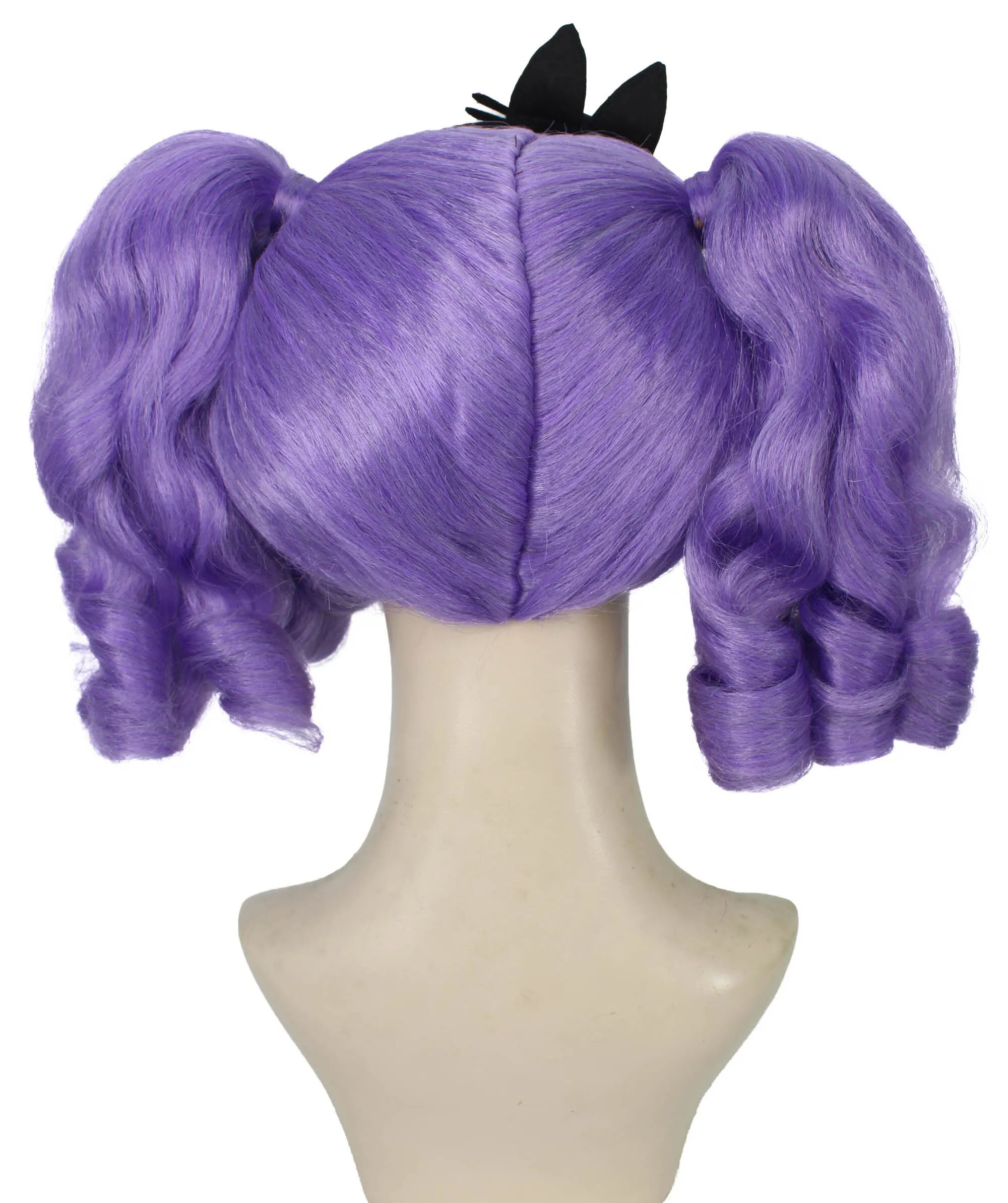HPO Adult Women's Long Puffy Purple High Pigtails Wig with Accesories, Cosplay Wig, Flame-retardant Synthetic Fiber