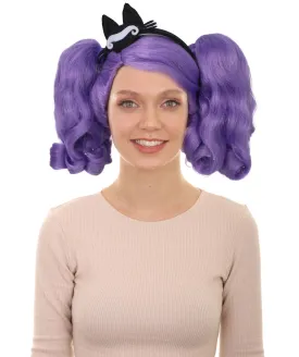 HPO Adult Women's Long Puffy Purple High Pigtails Wig with Accesories, Cosplay Wig, Flame-retardant Synthetic Fiber