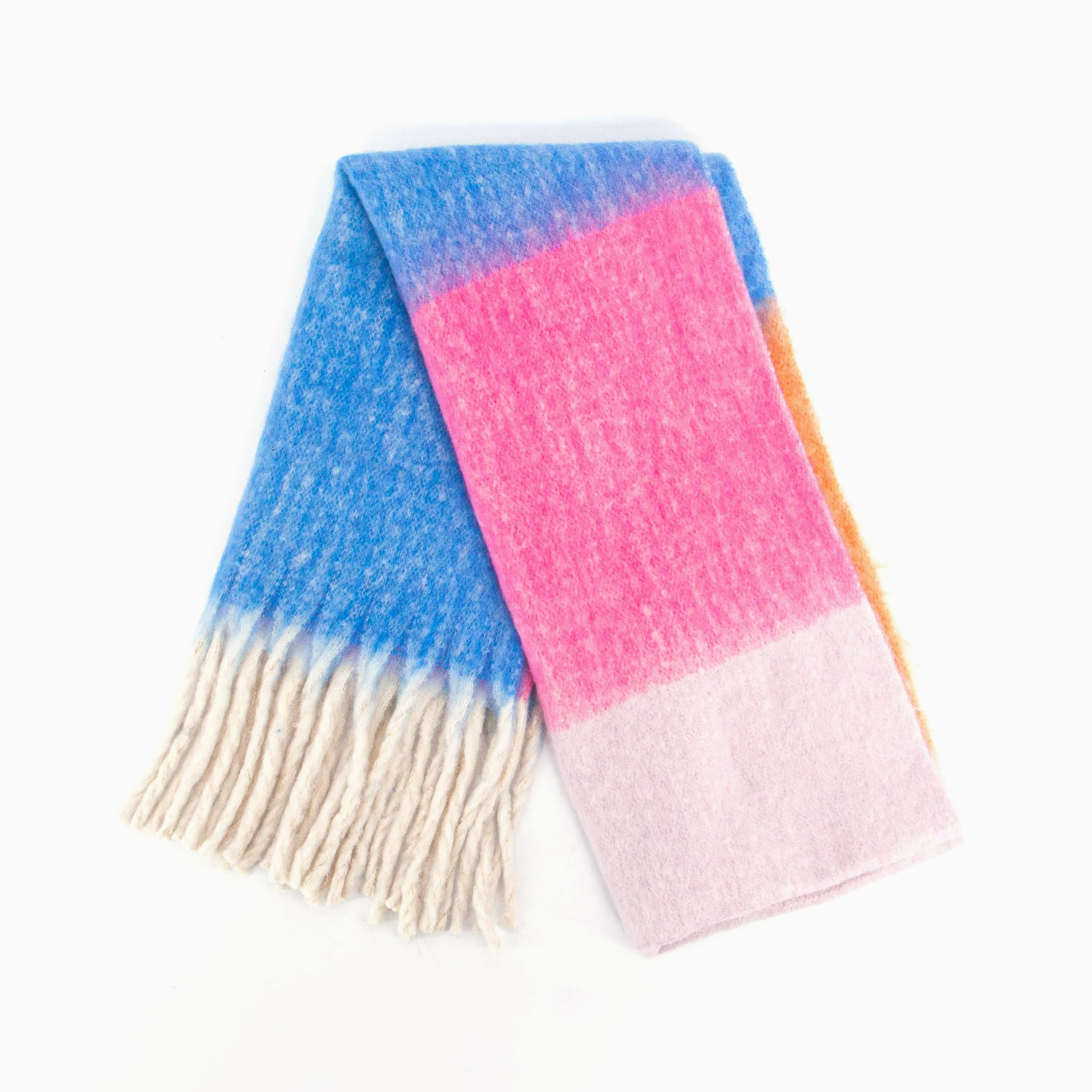 Isa Heavyweight Scarf - Blue/Pink, Colour Block