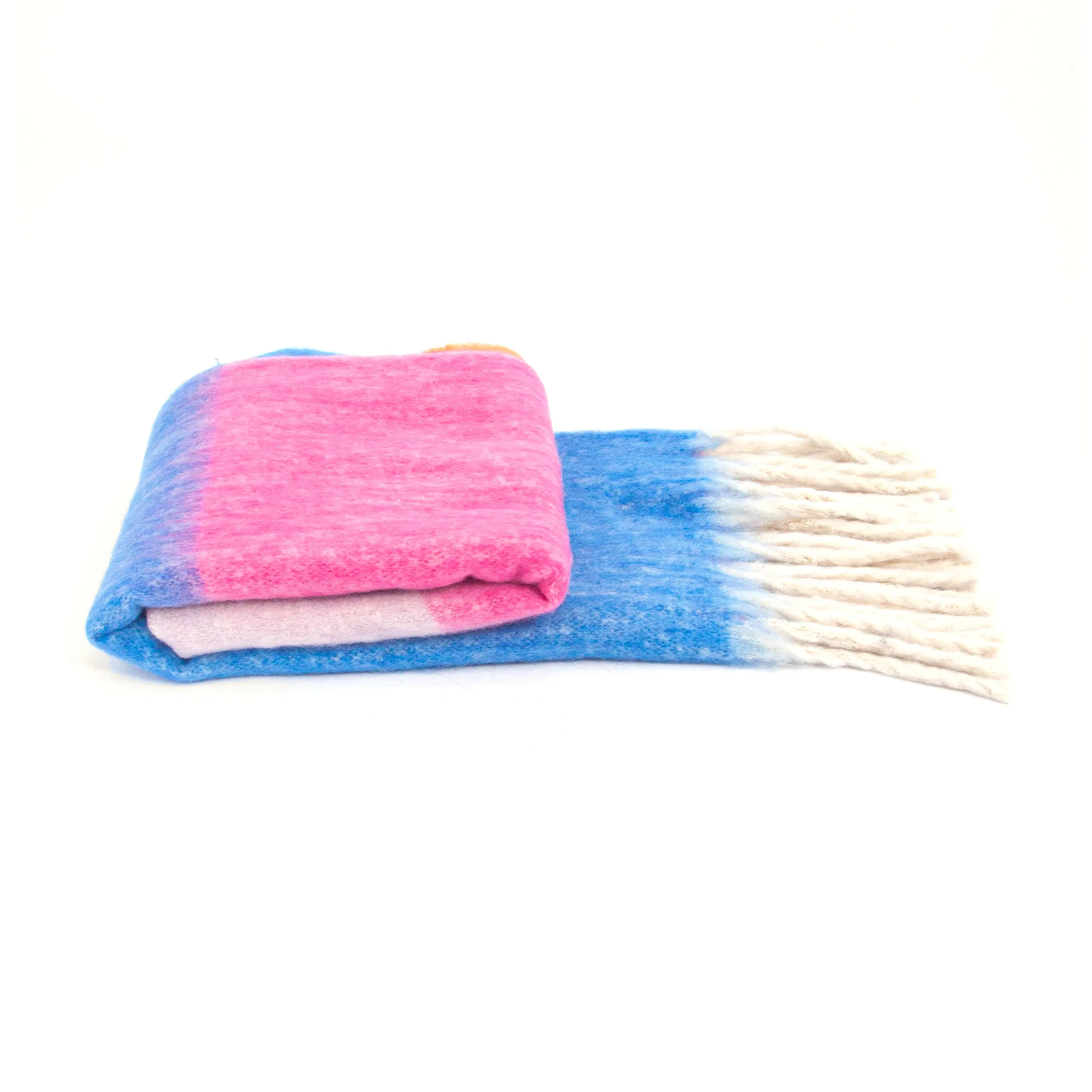 Isa Heavyweight Scarf - Blue/Pink, Colour Block