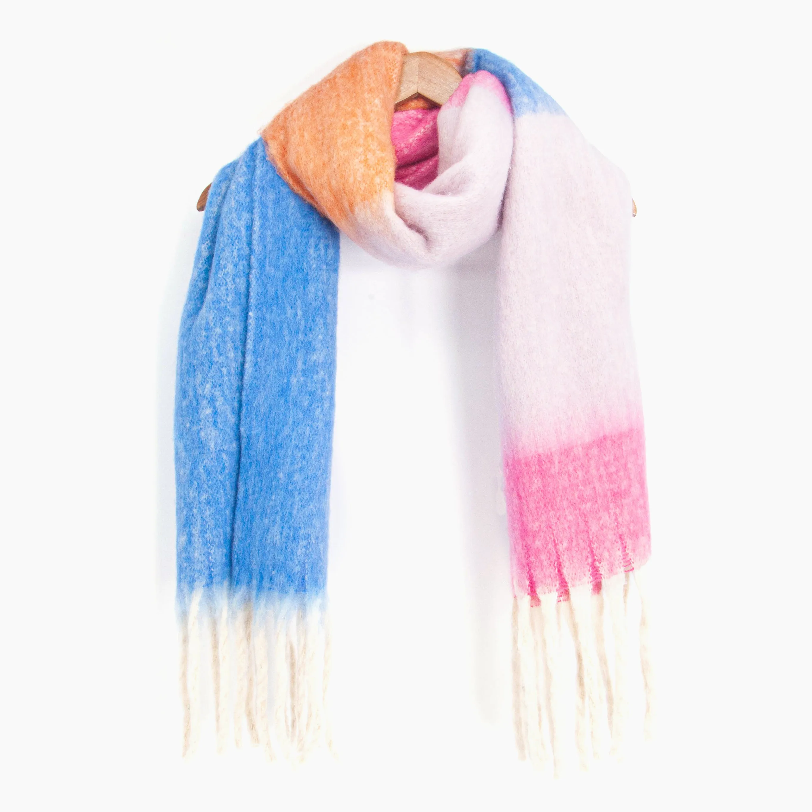 Isa Heavyweight Scarf - Blue/Pink, Colour Block