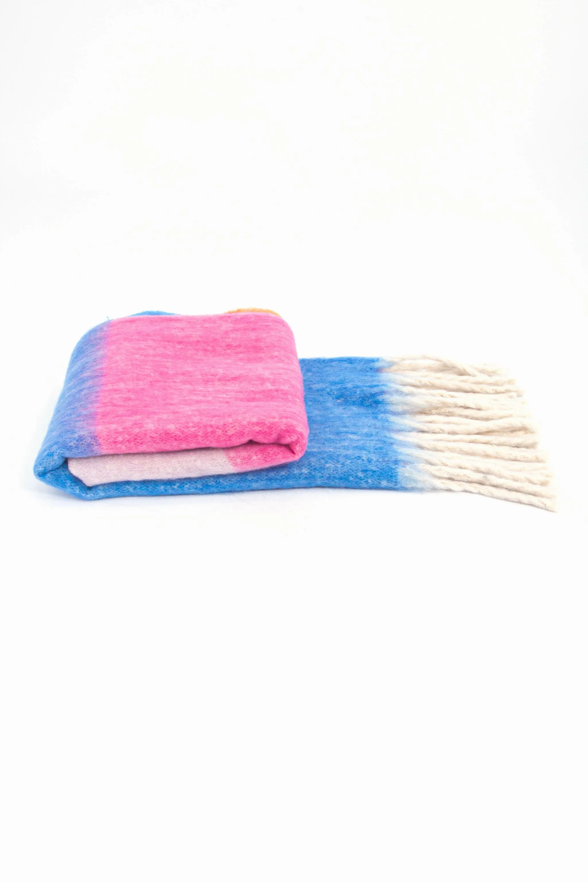 Isa Heavyweight Scarf - Blue/Pink, Colour Block
