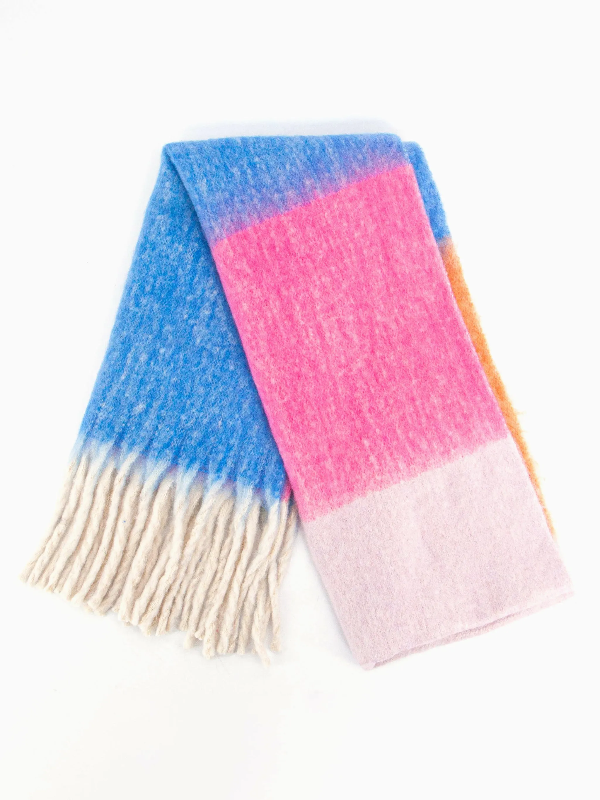 Isa Heavyweight Scarf - Blue/Pink, Colour Block
