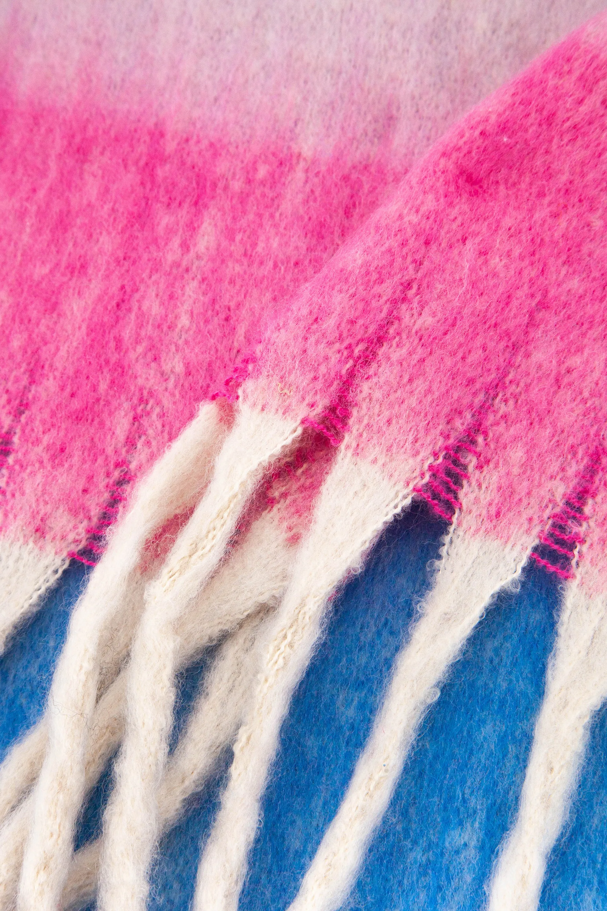 Isa Heavyweight Scarf - Blue/Pink, Colour Block