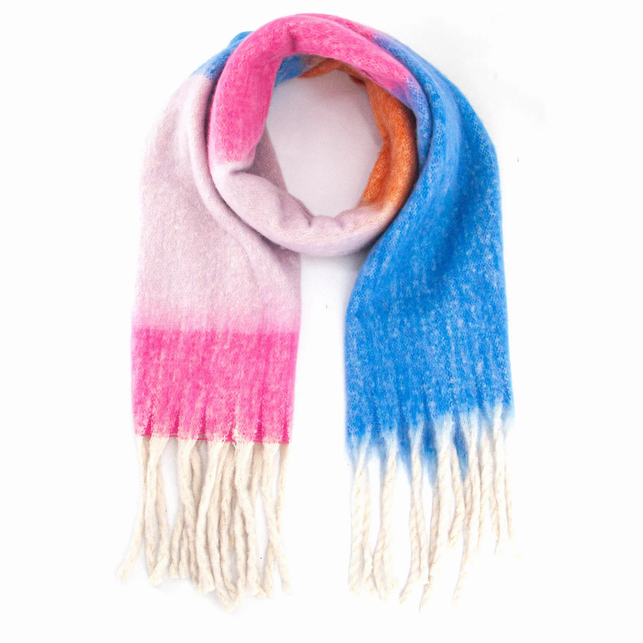 Isa Heavyweight Scarf - Blue/Pink, Colour Block