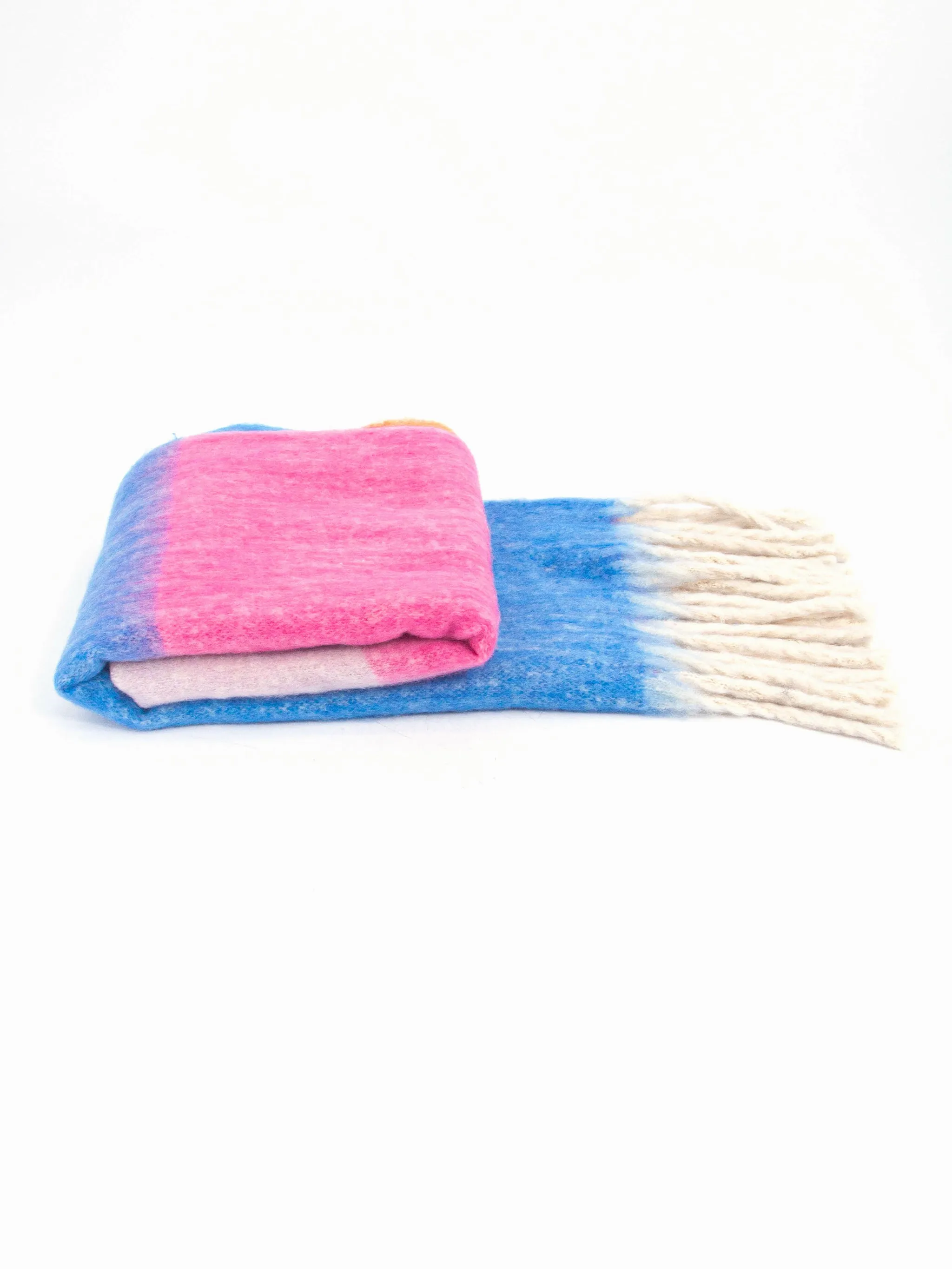 Isa Heavyweight Scarf - Blue/Pink, Colour Block