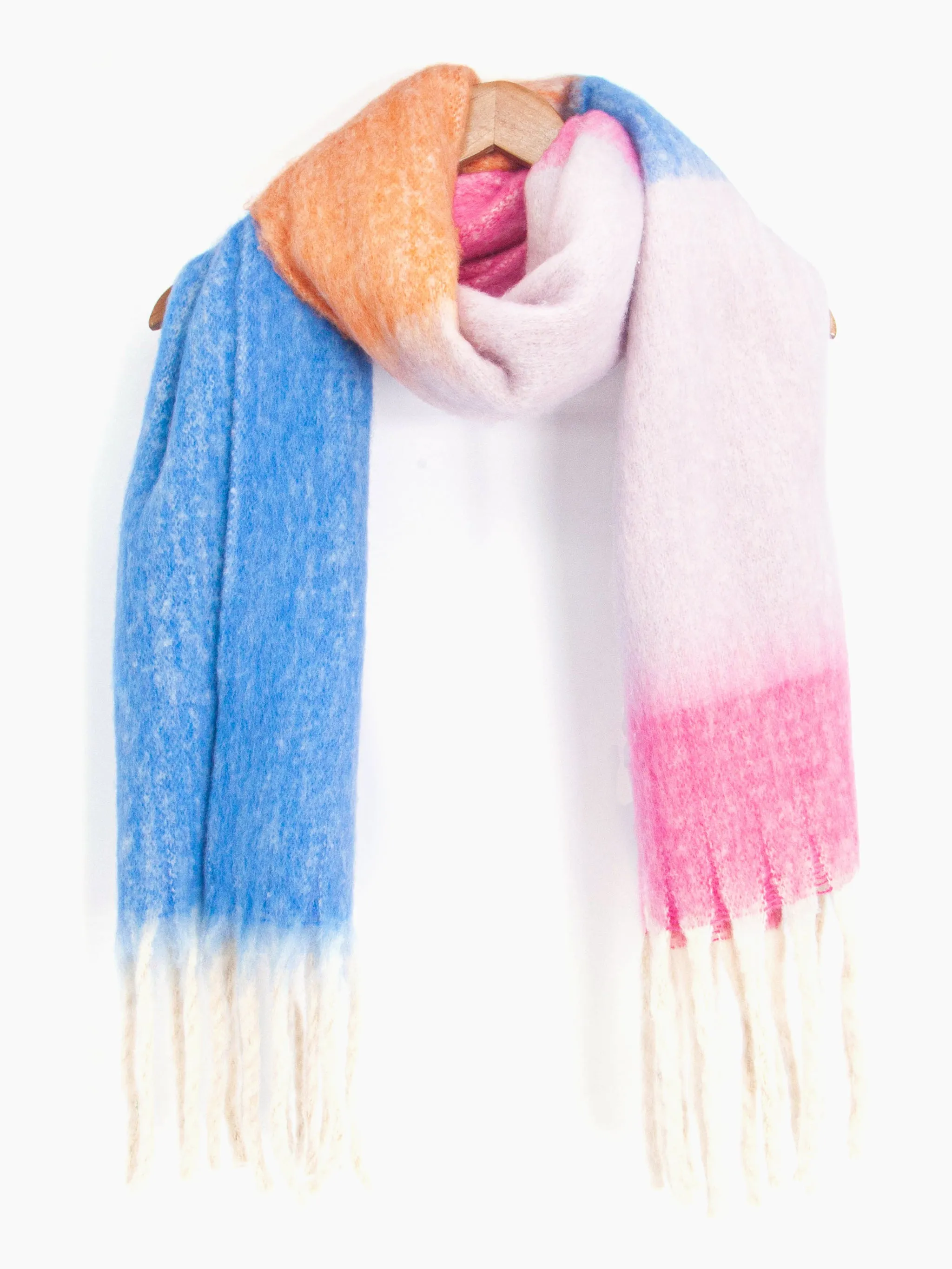 Isa Heavyweight Scarf - Blue/Pink, Colour Block