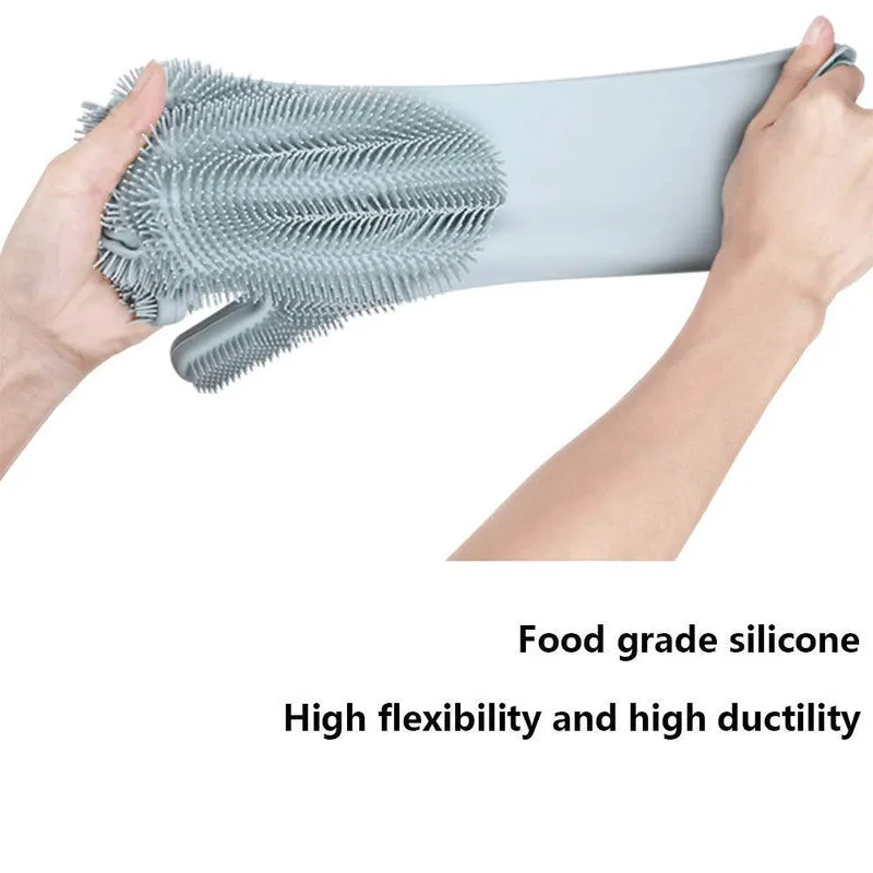 K Kudos Enterprise Multicolour Gloves Magic Silicone Dish Washing Gloves, Silicon Cleaning Gloves, Silicon Hand Gloves For Kitchen Dishwashing And Pet Grooming, Great For Washing Dish, Car, Bathroom Multicolour