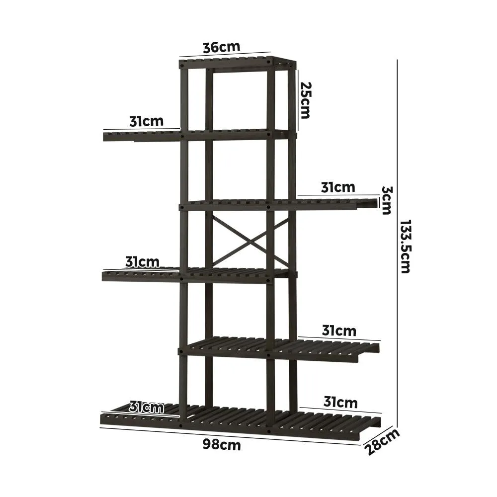 Livsip Plant Stand Outdoor Indoor 6 Tiers Flower Pots Rack Corner Shelf Black