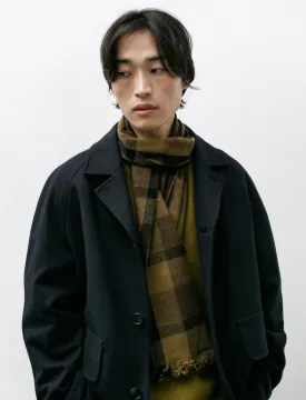 Offset Check Scarf Lambswool Khaki/Bark