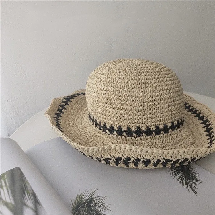 Oversized Summer Straw Hat with Bow Tie