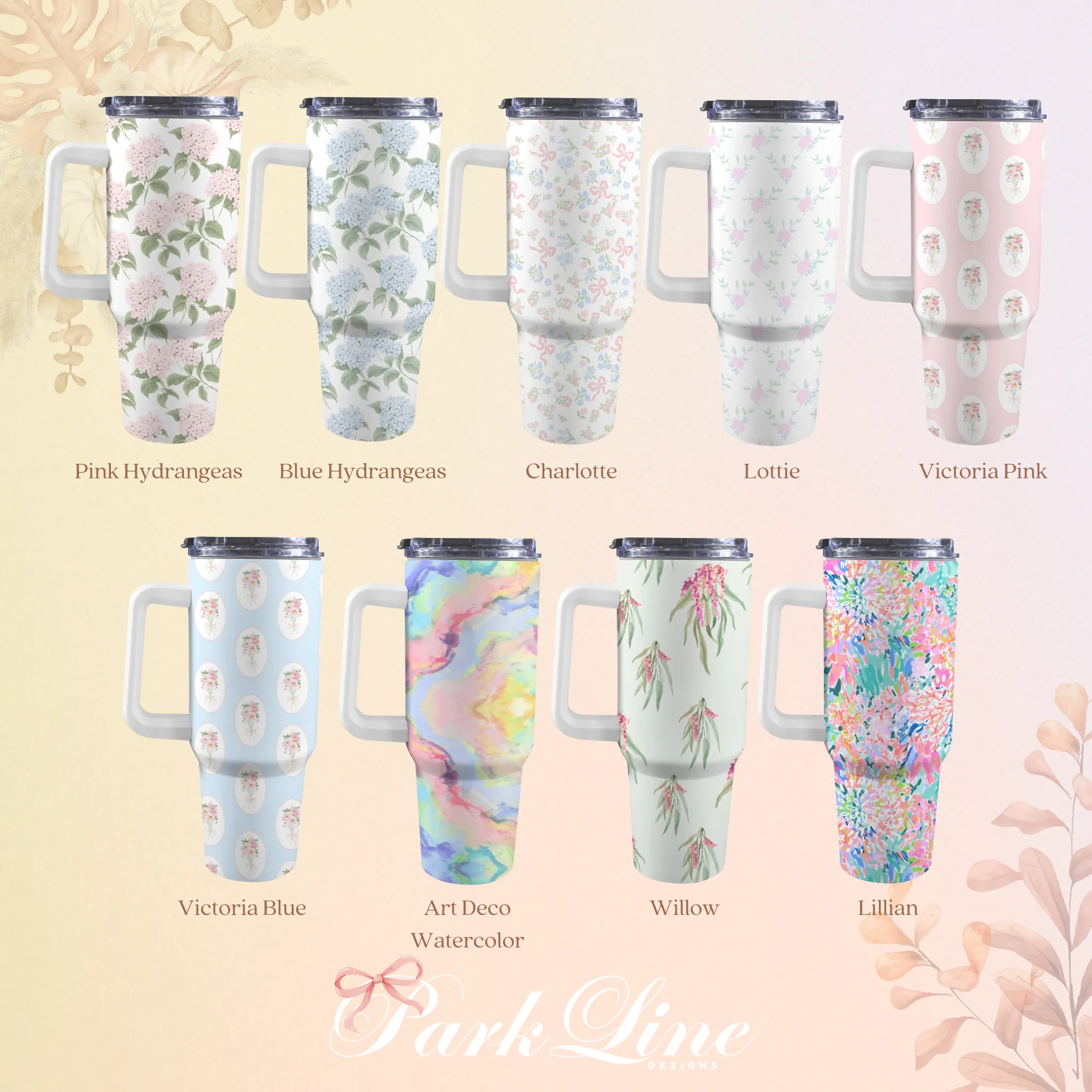 Pink Hydrangea 40oz Tumbler | Classic Floral Seamless Design | Insulated Travel Cup | Perfect Gift for Her | Reusable & Stylish Drinkware