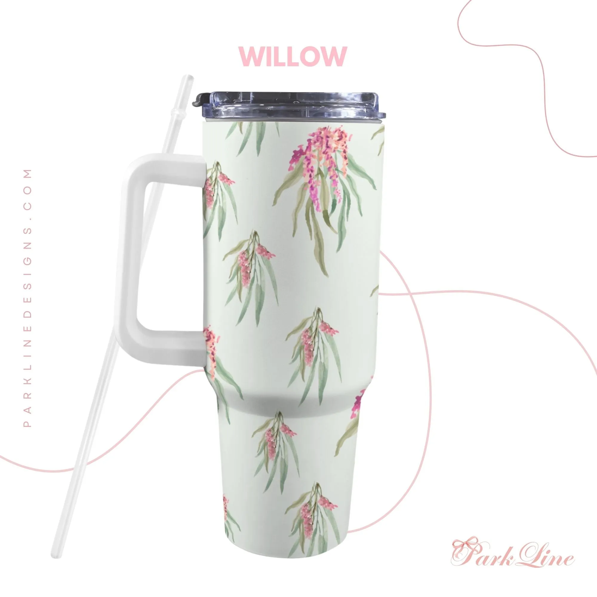 Pink Hydrangea 40oz Tumbler | Classic Floral Seamless Design | Insulated Travel Cup | Perfect Gift for Her | Reusable & Stylish Drinkware
