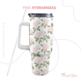 Pink Hydrangea 40oz Tumbler | Classic Floral Seamless Design | Insulated Travel Cup | Perfect Gift for Her | Reusable & Stylish Drinkware