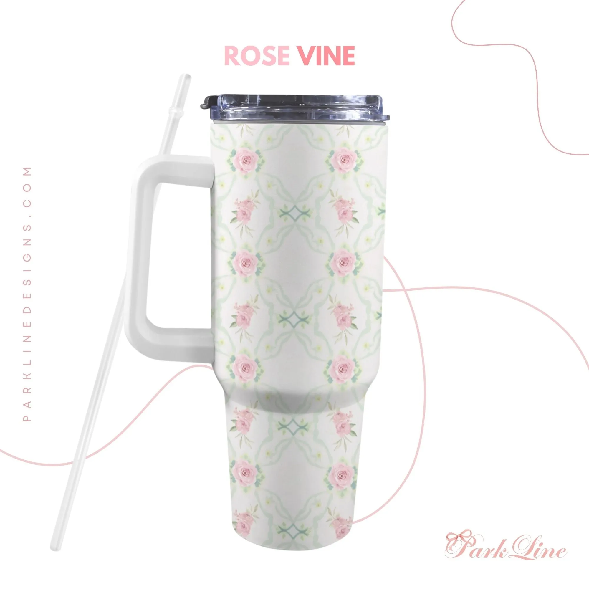 Pink Hydrangea 40oz Tumbler | Classic Floral Seamless Design | Insulated Travel Cup | Perfect Gift for Her | Reusable & Stylish Drinkware