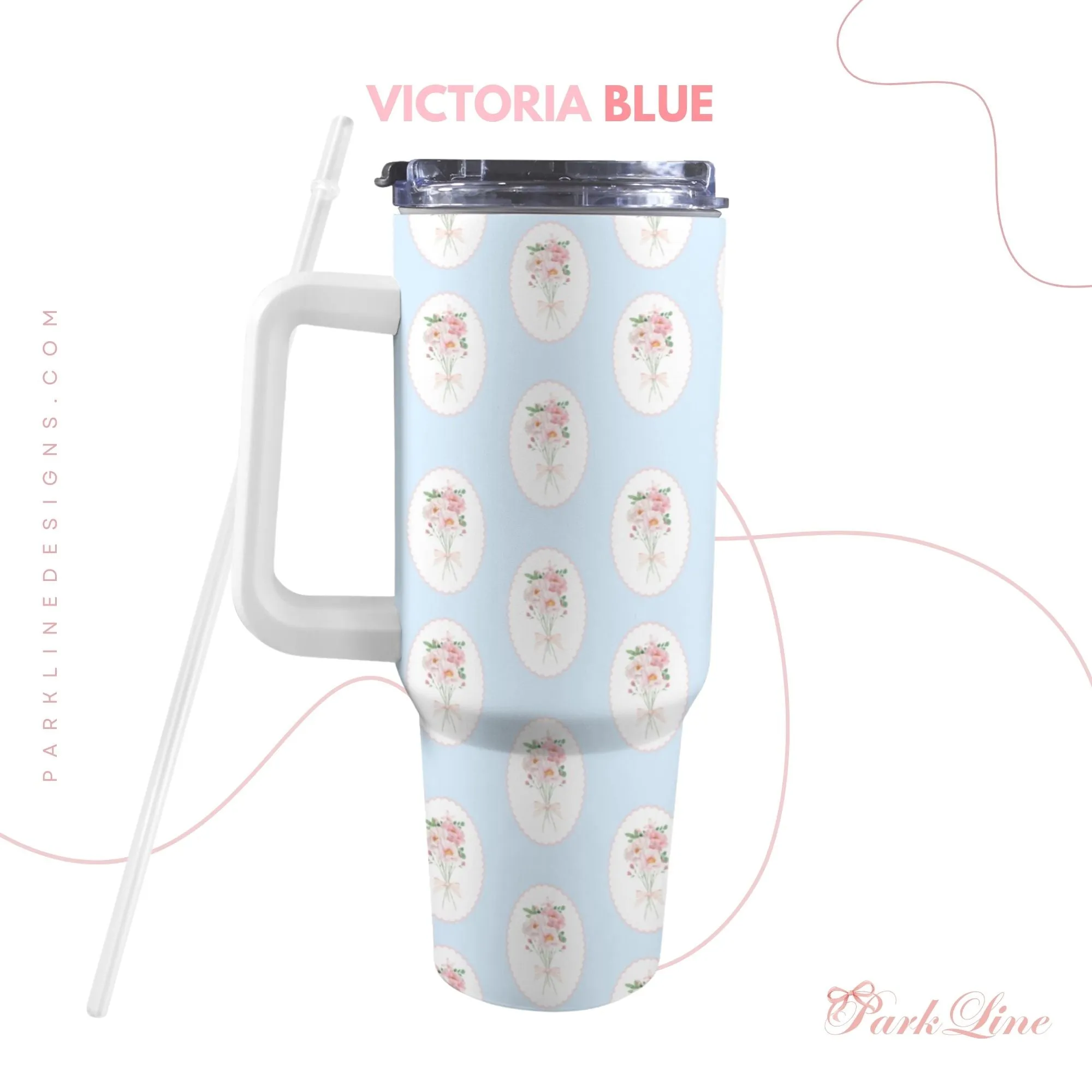 Pink Hydrangea 40oz Tumbler | Classic Floral Seamless Design | Insulated Travel Cup | Perfect Gift for Her | Reusable & Stylish Drinkware