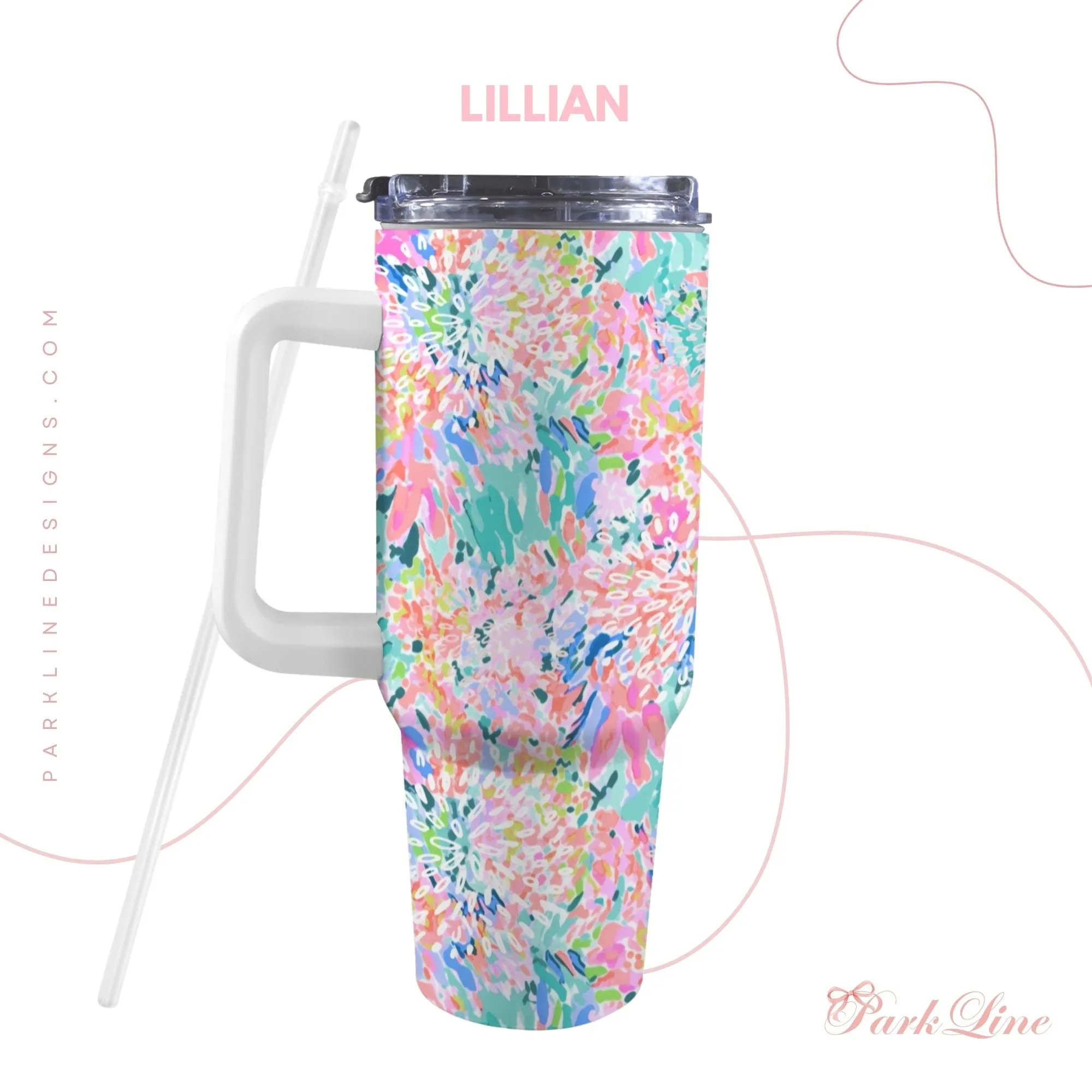 Pink Hydrangea 40oz Tumbler | Classic Floral Seamless Design | Insulated Travel Cup | Perfect Gift for Her | Reusable & Stylish Drinkware