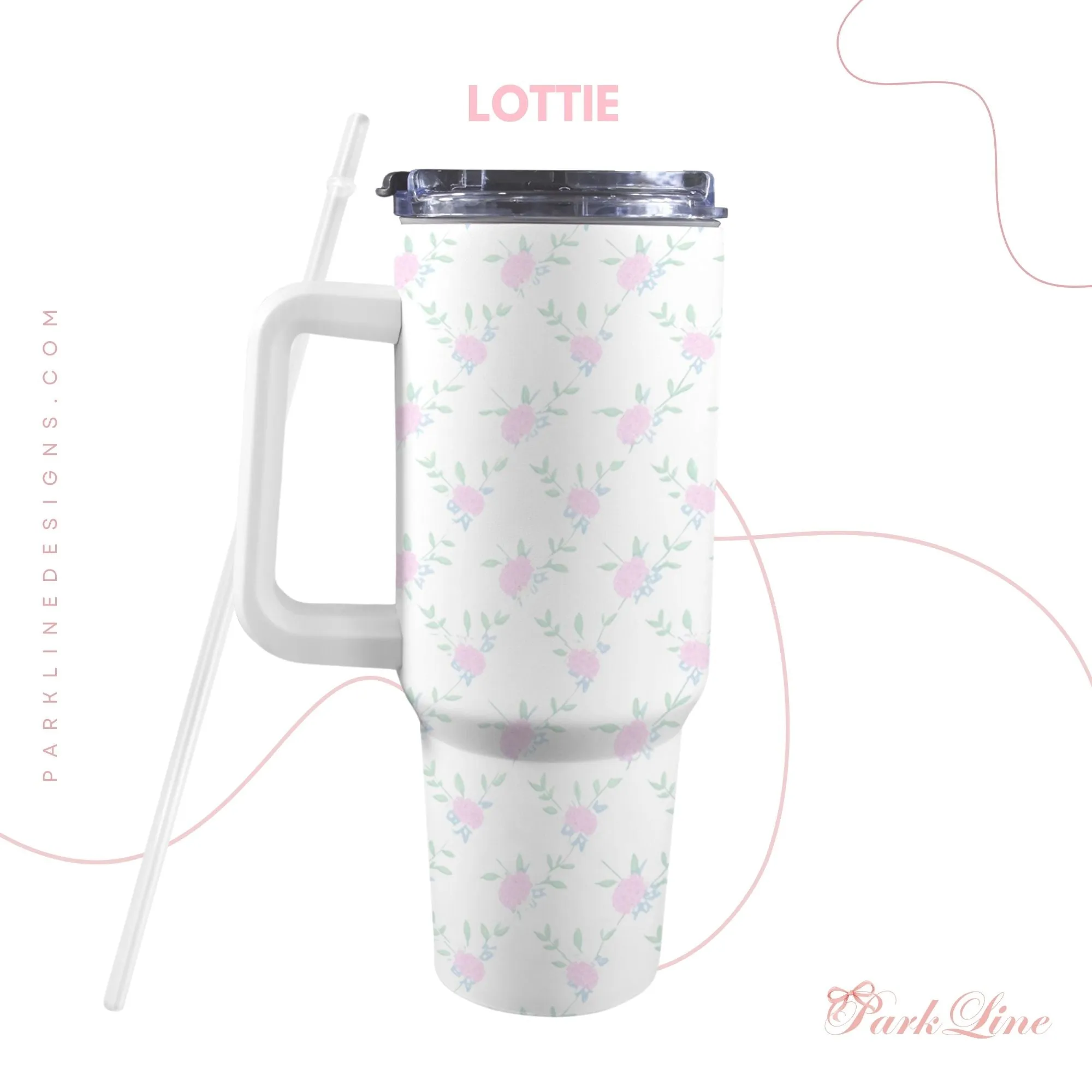 Pink Hydrangea 40oz Tumbler | Classic Floral Seamless Design | Insulated Travel Cup | Perfect Gift for Her | Reusable & Stylish Drinkware