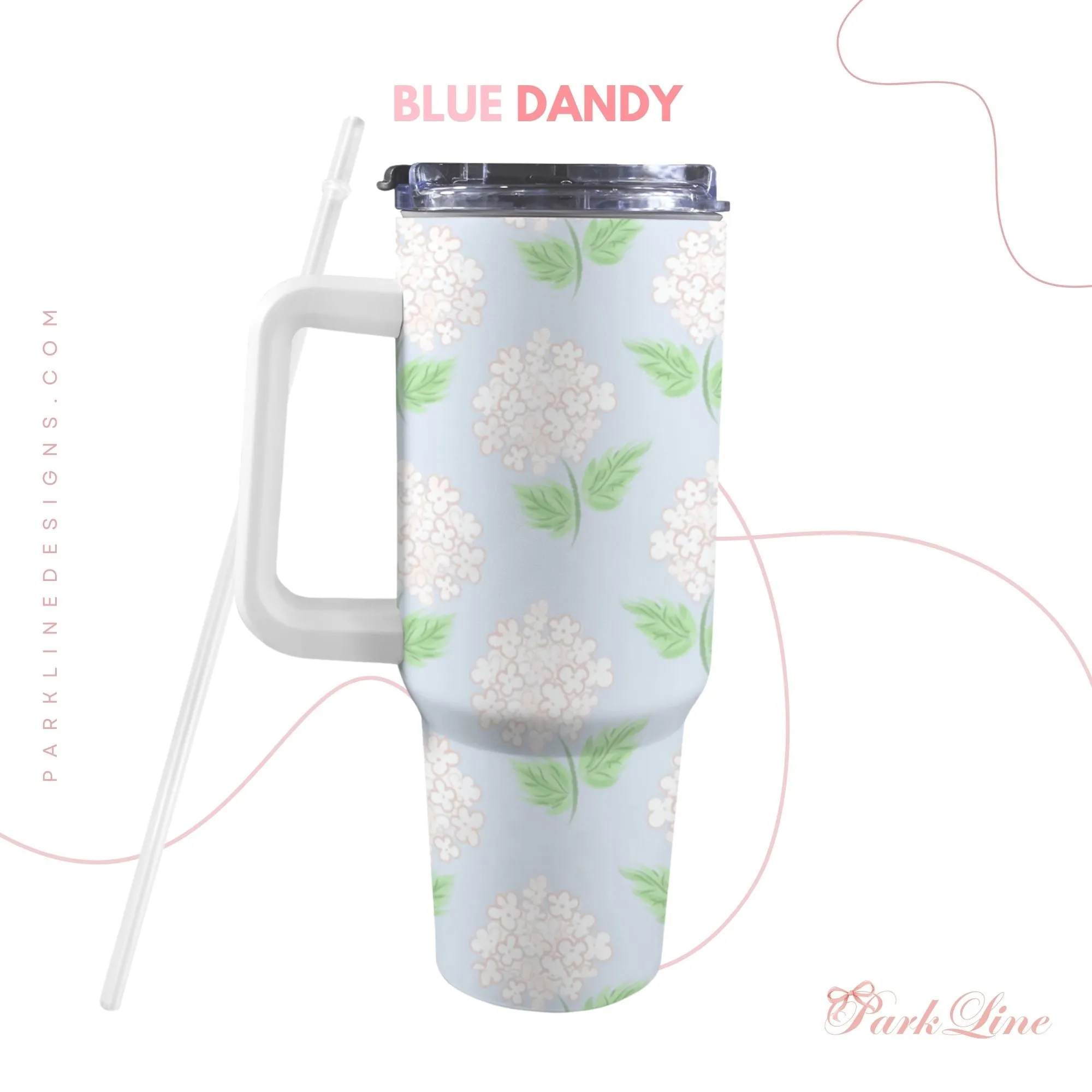 Pink Hydrangea 40oz Tumbler | Classic Floral Seamless Design | Insulated Travel Cup | Perfect Gift for Her | Reusable & Stylish Drinkware