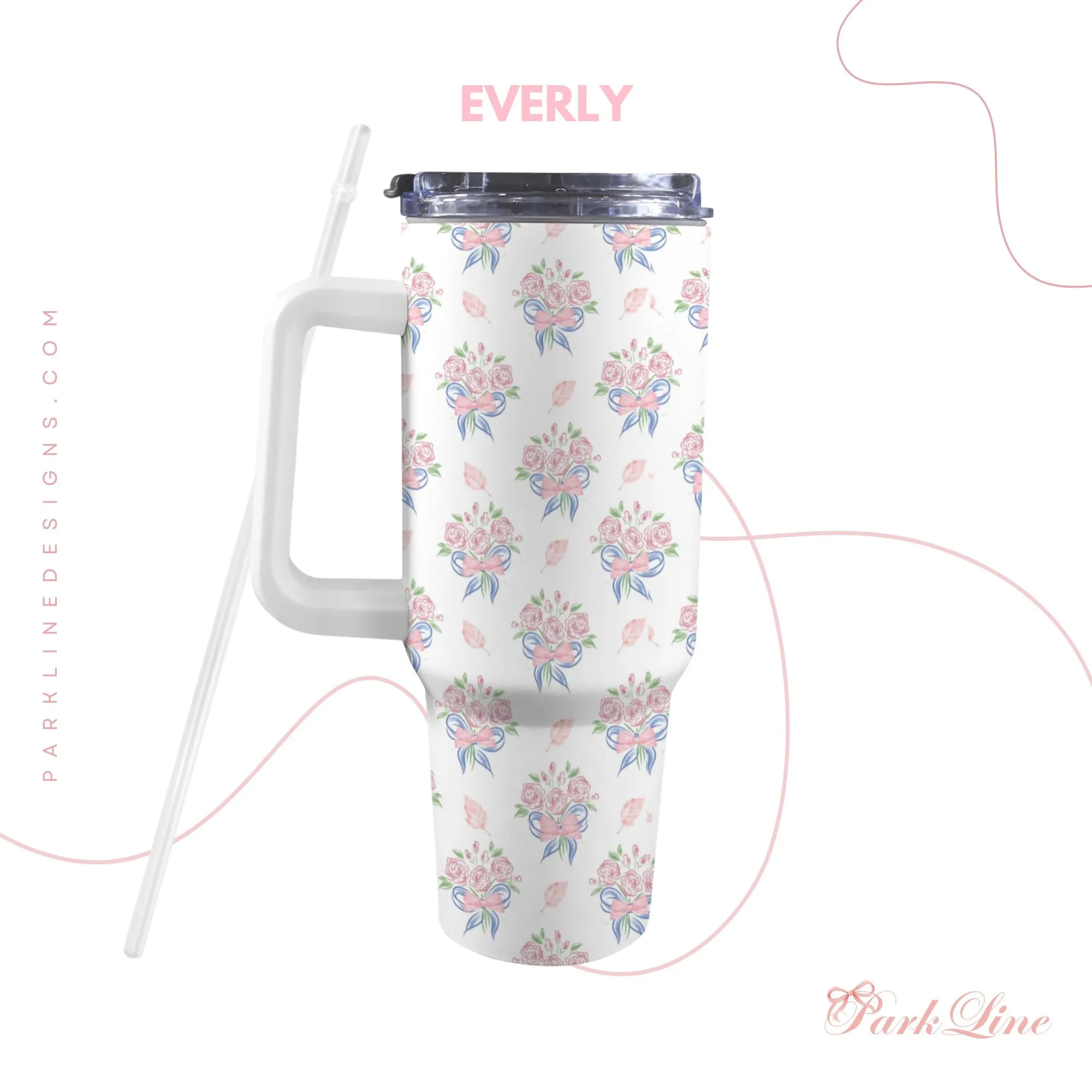 Pink Hydrangea 40oz Tumbler | Classic Floral Seamless Design | Insulated Travel Cup | Perfect Gift for Her | Reusable & Stylish Drinkware