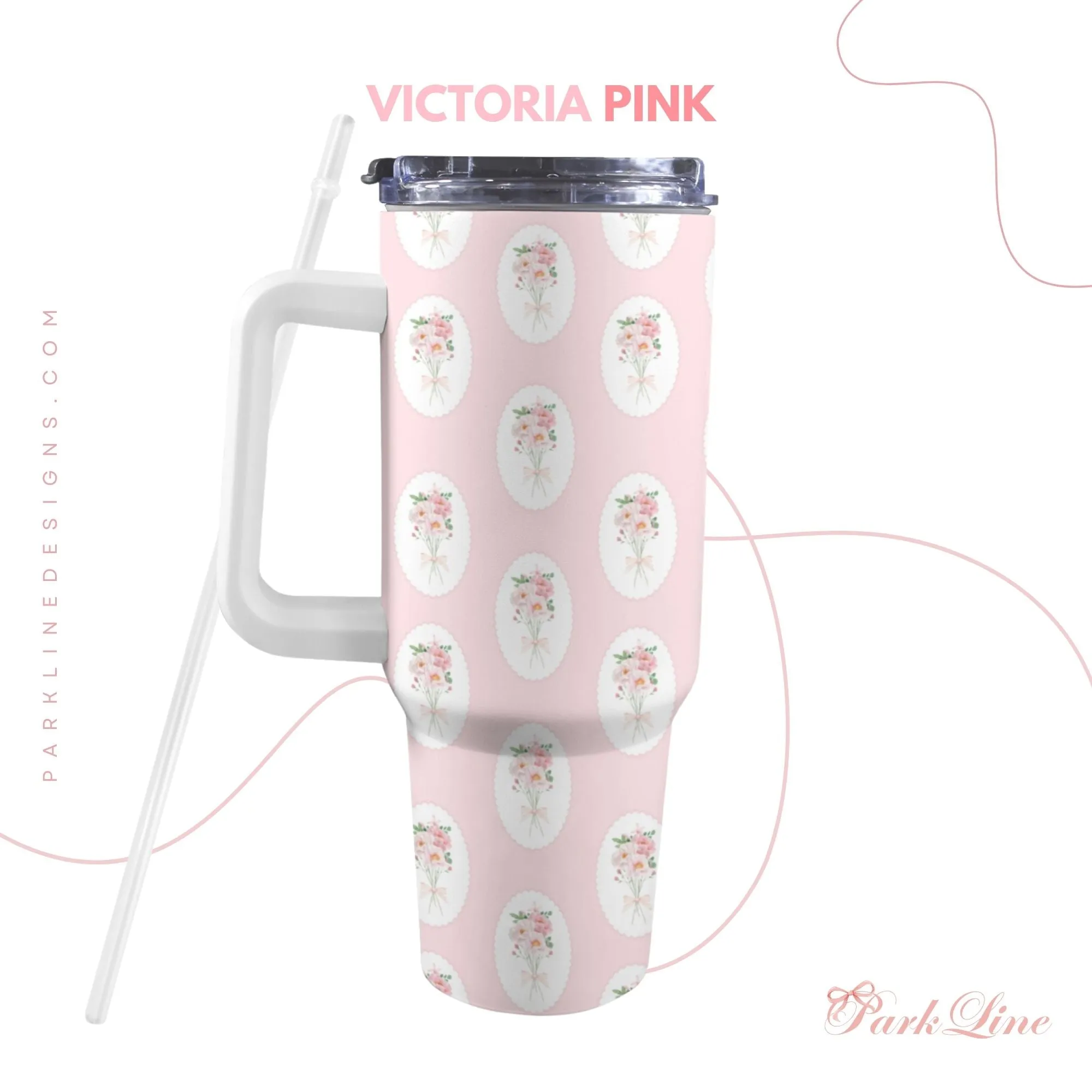 Pink Hydrangea 40oz Tumbler | Classic Floral Seamless Design | Insulated Travel Cup | Perfect Gift for Her | Reusable & Stylish Drinkware
